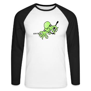 2 Octopus Guitar Flute Octopus Squid Friends - Unisex Long Sleeve Baseball T-Shirt - white/black - Front - Nik (191cm)