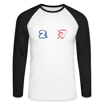 2027 - Unisex Baseballshirt langarm - Weiß/Schwarz - Vorne - Nik (191cm)