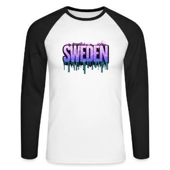 Halloween Happy Horror Monster Blut Gruselig Beängstigend - Unisex Baseballshirt langarm - Weiß/Schwarz - Vorne - Nik (191cm)