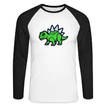 Bande dessinée Stegosaurus - T-shirt baseball manches longues Homme - blanc/noir - Devant - Nik (191cm)