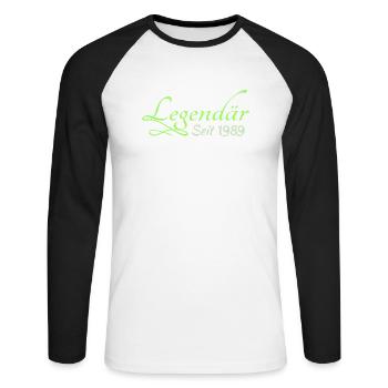 1989 - Unisex Long Sleeve Baseball T-Shirt - white/black - Front - Nik (191cm)