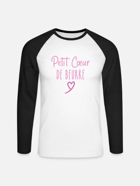 Kleines Herz aus Butter - Unisex Baseballshirt langarm - Weiß/Schwarz