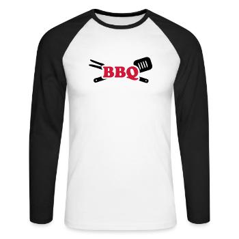 BBQ - T-shirt baseball manches longues Homme - blanc/noir - Devant - Nik (191cm)