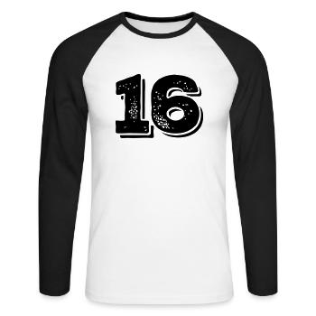 16 Nexa - Unisex Baseballshirt langarm - Weiß/Schwarz - Vorne - Nik (191cm)