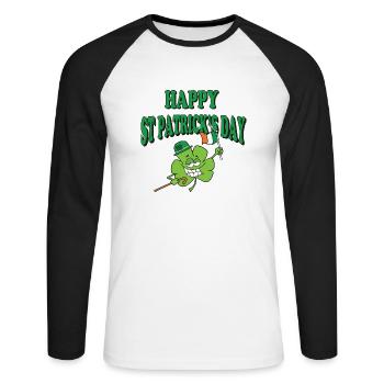 Glücklichen St Patrick Tag - Unisex Baseballshirt langarm - Weiß/Schwarz - Vorne - Nik (191cm)