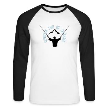 GEPRISEN SIND DIE SKIFAHR - Unisex Baseballshirt langarm - Weiß/Schwarz - Vorne - Nik (191cm)