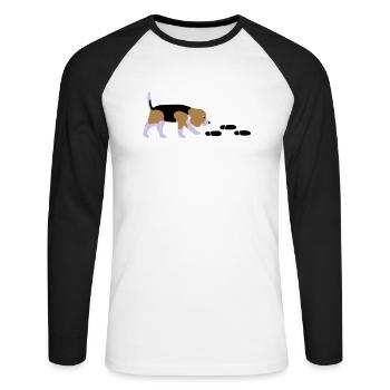 Beagle Mantrailer - Unisex Baseballshirt langarm - Weiß/Schwarz - Vorne - Nik (191cm)