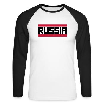 russia - T-shirt baseball manches longues Homme - blanc/noir - Devant - Nik (191cm)