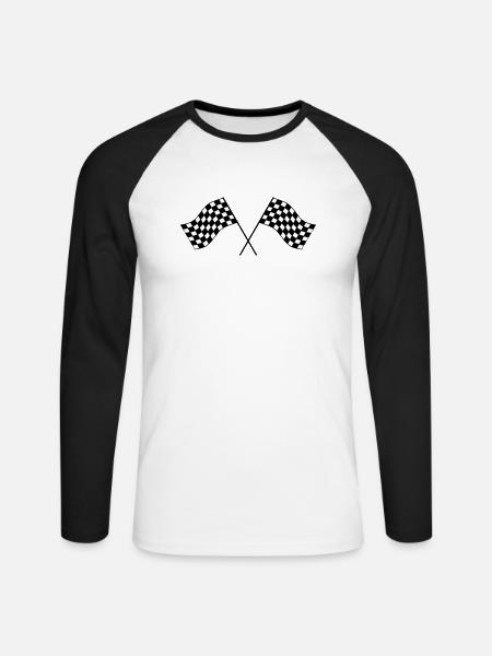 Chequered flag - Unisex Long Sleeve Baseball T-Shirt - white/black