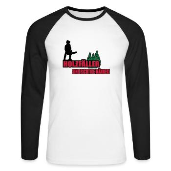 bûcheron - T-shirt baseball manches longues Homme - blanc/noir - Devant - Nik (191cm)