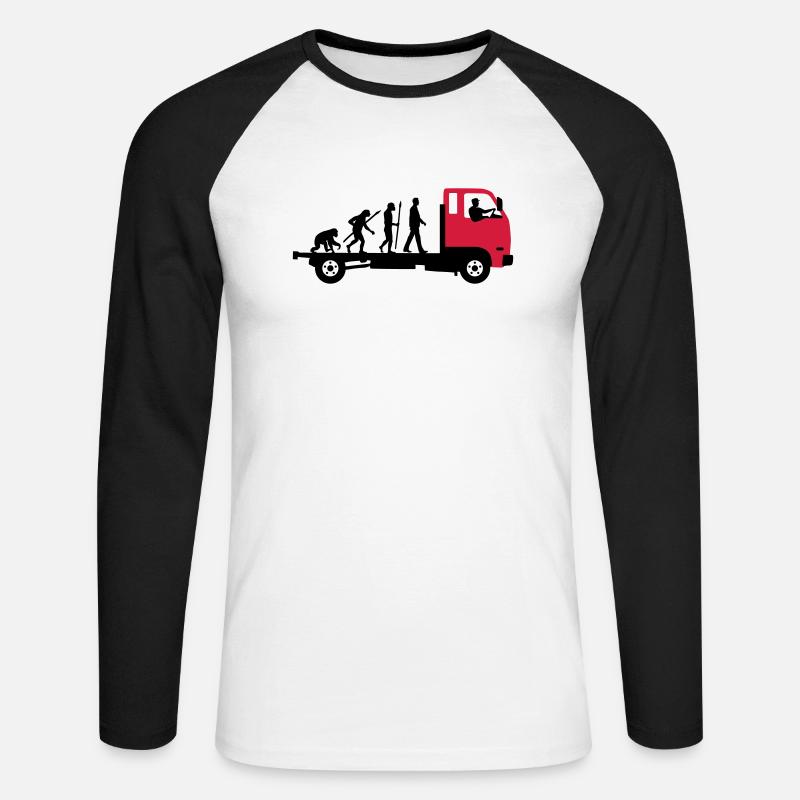evolution_of_man_trucker_112013_a_2c - Unisex Baseballshirt langarm - Weiß/Schwarz
