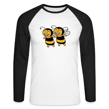 2 Kleine Bienen Freunde - Unisex Baseballshirt langarm - Weiß/Schwarz - Vorne - Nik (191cm)