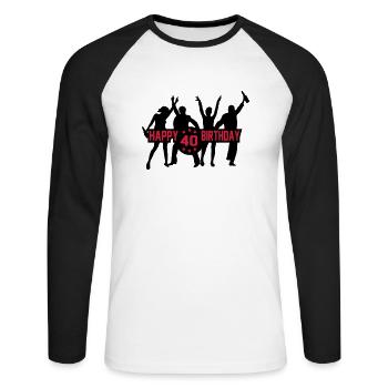 40 - Unisex Baseballshirt langarm - Weiß/Schwarz - Vorne - Nik (191cm)