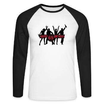 65 - Unisex Baseballshirt langarm - Weiß/Schwarz - Vorne - Nik (191cm)
