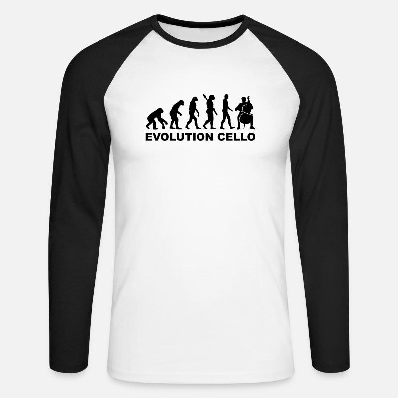 Evolution Cello - Unisex Long Sleeve Baseball T-Shirt - white/black