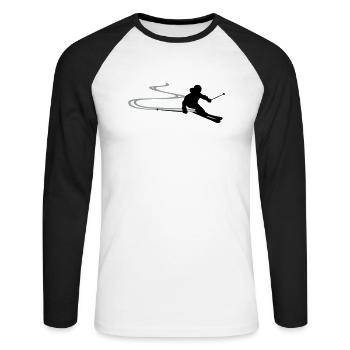 Skifahrer Spur - Unisex Baseballshirt langarm - Weiß/Schwarz - Vorne - Nik (191cm)