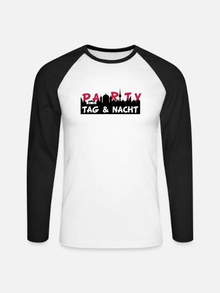 party2 - Unisex Baseballshirt langarm - Weiß/Schwarz