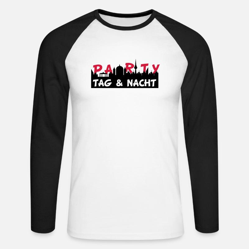 party2 - Unisex Baseballshirt langarm - Weiß/Schwarz