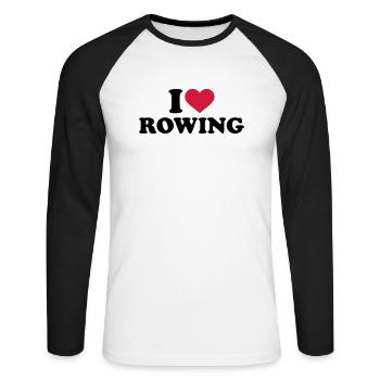 I love Rowing - Unisex Long Sleeve Baseball T-Shirt - white/black - Front - Nik (191cm)