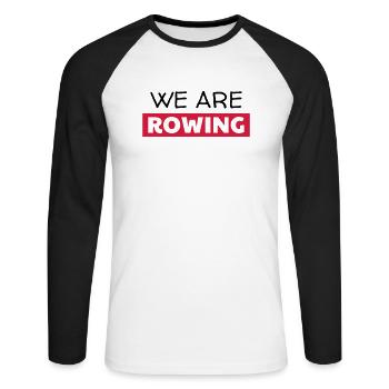 Bowling - Bowler Sport Sportler Spieler - Unisex Baseballshirt langarm - Weiß/Schwarz - Vorne - Nik (191cm)
