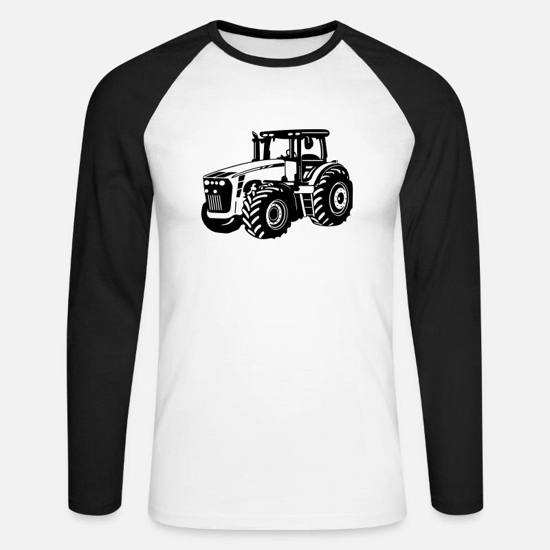 Traktor - Unisex Baseballshirt langarm - Weiß/Schwarz