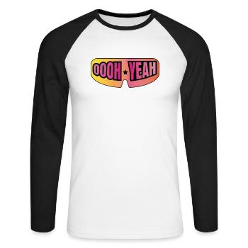 Oooh Yeah Wrestling - Unisex Baseballshirt langarm - Weiß/Schwarz - Vorne - Nik (191cm)