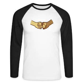 Équipe Fists Bros - T-shirt baseball manches longues Homme - blanc/noir - Devant - Nik (191cm)
