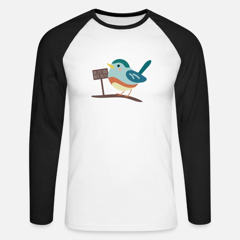 Dicker Vogel - Unisex Baseballshirt langarm - Weiß/Schwarz