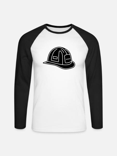Feuerwehrhelm - Unisex Baseballshirt langarm - Weiß/Schwarz