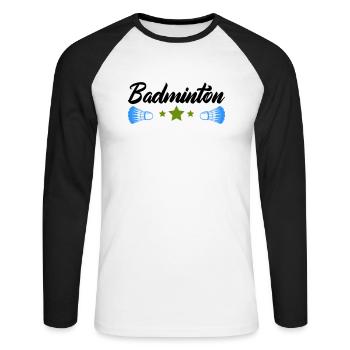 badminton - Unisex Baseballshirt langarm - Weiß/Schwarz - Vorne - Nik (191cm)
