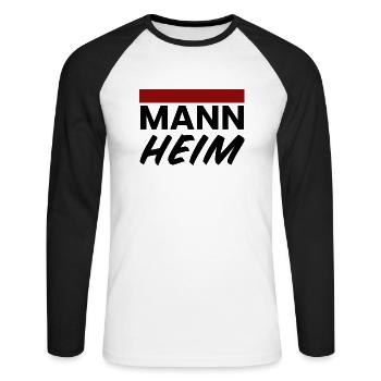 Mannheim Monnem - Unisex Baseballshirt langarm - Weiß/Schwarz - Vorne - Nik (191cm)