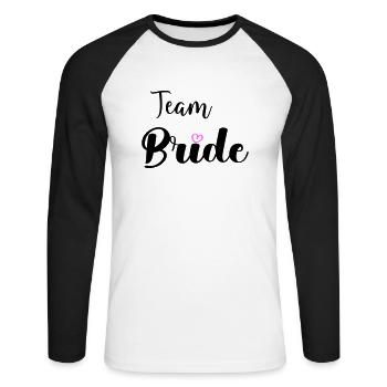 Mariée d’équipe - T-shirt baseball manches longues Homme - blanc/noir - Devant - Nik (191cm)