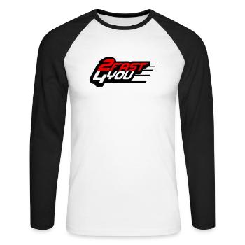 Trop vite pour toi Dire 2 Trop vite 4 pour toi - T-shirt baseball manches longues Homme - blanc/noir - Devant - Nik (191cm)