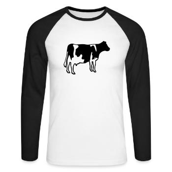 Kuh - Unisex Baseballshirt langarm - Weiß/Schwarz - Vorne - Nik (191cm)