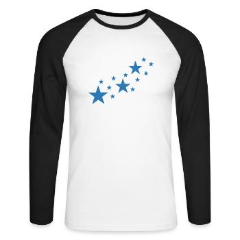Star, les étoiles - T-shirt baseball manches longues Homme - blanc/noir - Devant - Nik (191cm)