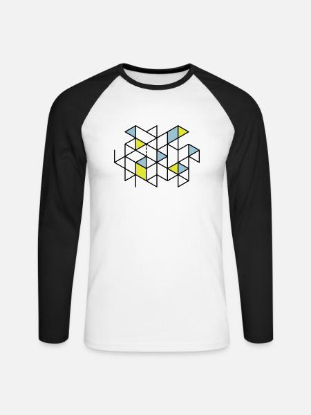 Geometry #001 - Unisex Baseballshirt langarm - Weiß/Schwarz
