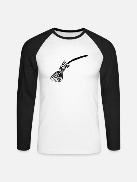 Besen - Unisex Baseballshirt langarm - Weiß/Schwarz