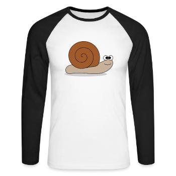 Brown escargot - T-shirt baseball manches longues Homme - blanc/noir - Devant - Nik (191cm)