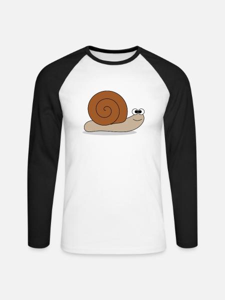 Brown snail - Unisex Long Sleeve Baseball T-Shirt - white/black
