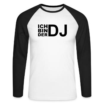 I am the DJ - Unisex Long Sleeve Baseball T-Shirt - white/black - Front - Nik (191cm)