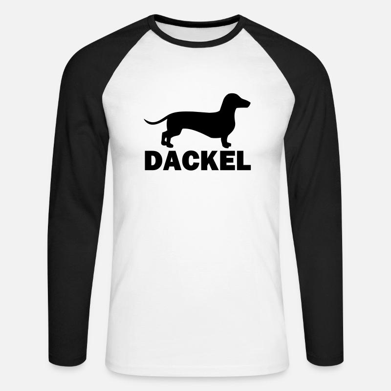 Dackel - Unisex Baseballshirt langarm - Weiß/Schwarz
