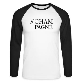 # - T-shirt baseball manches longues Homme - blanc/noir - Devant - Nik (191cm)