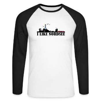 J'aime Silhouette mer du Nord - T-shirt baseball manches longues Homme - blanc/noir - Devant - Nik (191cm)