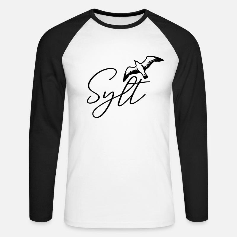 Sylt Möwe - Unisex Baseballshirt langarm - Weiß/Schwarz