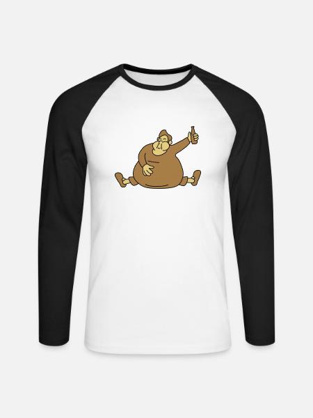 Fat Drunken Man - Unisex Long Sleeve Baseball T-Shirt - white/black