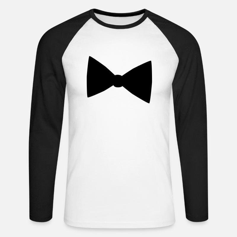 Fliege - Unisex Baseballshirt langarm - Weiß/Schwarz