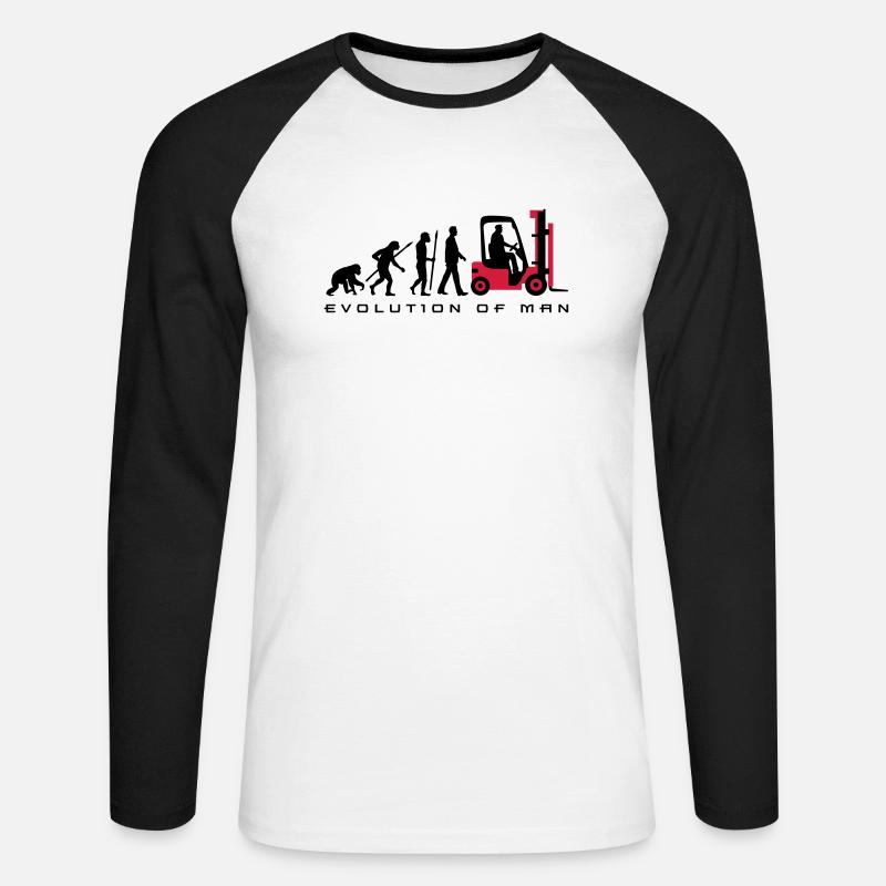 evolution_gabelstapler_122013_a_2c - Unisex Baseballshirt langarm - Weiß/Schwarz