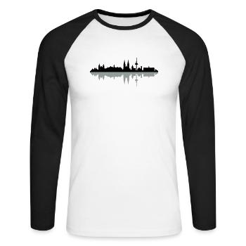 Skyline Regensburg - Unisex Baseballshirt langarm - Weiß/Schwarz - Vorne - Nik (191cm)