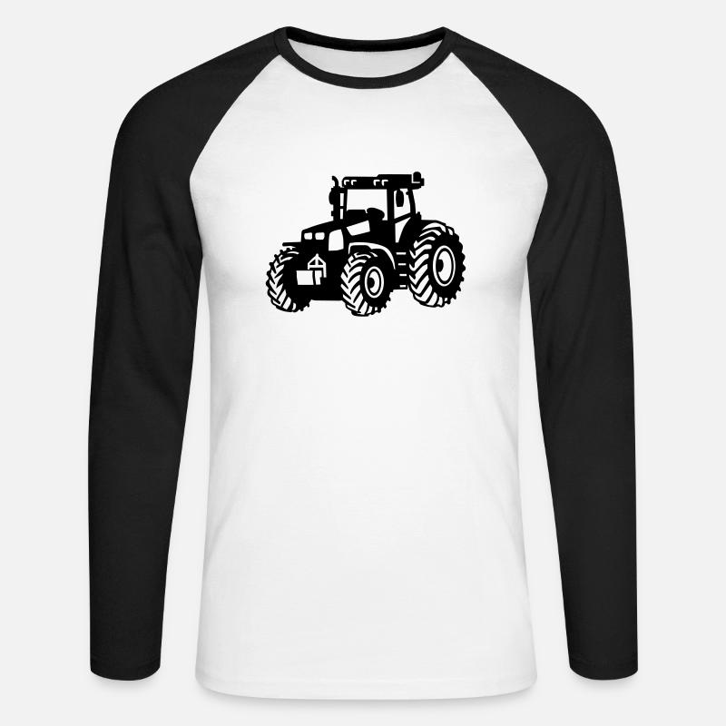 Traktor - Unisex Baseballshirt langarm - Weiß/Schwarz