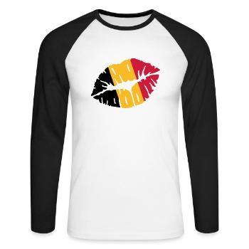 Belgium - Unisex Long Sleeve Baseball T-Shirt - white/black - Front - Nik (191cm)